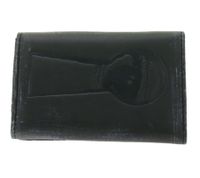 FALL OUT BOY Leder-Geldbörse mit Logo-Motiv Metalldruckknöpfen und Kette Rockiger Gothic-Style LW103557FOB0 Schwarz/Weiß