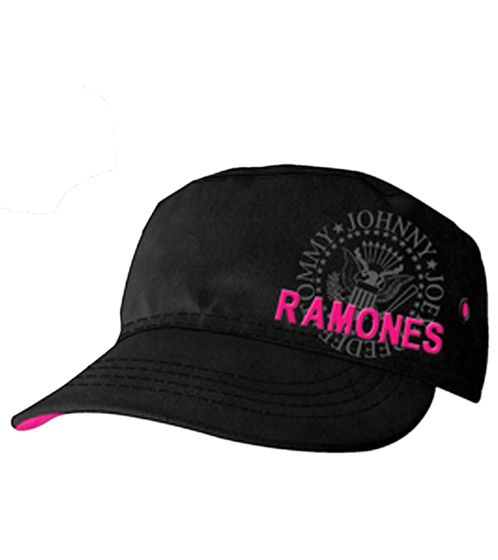 Ramones Damen Punkrock-Band Baumwoll-Cap im millitärischen Schnitt mit leicht gebogenen Schnitt FC103418RAM Schwarz