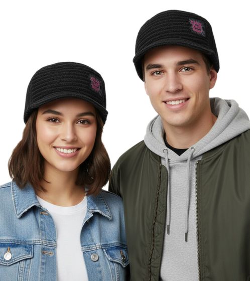 Fall Out Boy Unisex Schirm-Mütze mit "Fall Out Boy" Patch Schirm-Beanie Freizeit-Mütze KC103291FOB Schwarz/Grau