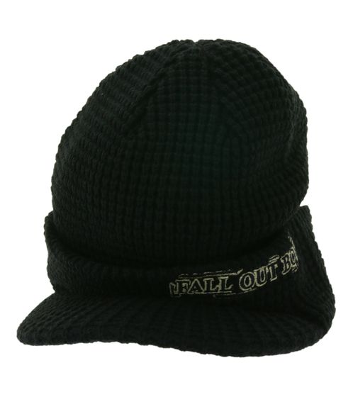Fall Out Boy Unisex Schirm-Mütze mit "Fall Out Boy" Stickerei Schirm-Beanie Strick-Mütze KC103261FOB Schwarz