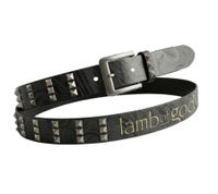 Ceinture Lamb of God en métal pour homme ou femme, taille unique, 95 cm, ceinture décontractée ajustable, BT106477LOG3, gris/noir