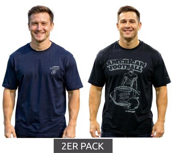 Confezione da 2 T-shirt basic da uomo U.S. SPORT AMERICA in cotone, girocollo, manica corta, blu/nero