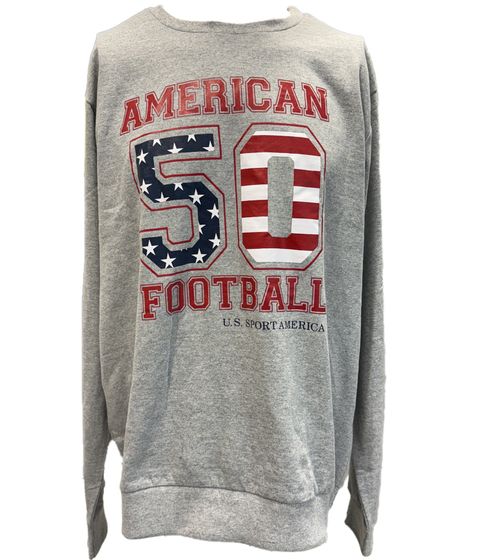 Pull homme U.S. SPORT AMERICA avec grand lettrage, chemise à manches longues en coton, pull d'été, chemise décontractée, gris