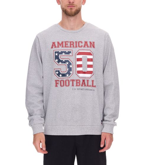 Suéter U.S. SPORT AMERICA para hombre con letras grandes, camisa de algodón de manga larga, jersey de verano, camisa informal, gris