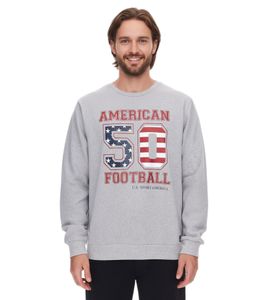 U.S. SPORT AMERICA Herren Sweater mit großem Schriftzug Baumwoll-Langarm-Shirt Sommer-Pullover Freizeit-Shirt Grau U.S. SPORT AMERICA Herren Sweater mit großem Schriftzug Baumwoll-Langarm-Shirt Sommer-Pullover Freizeit-Shirt Grau