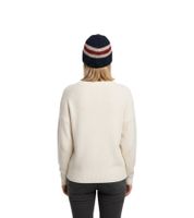 Stylish crocheted winter hat, soft knitted hat with stripes, cotton hat 7314GUY navy/white/red