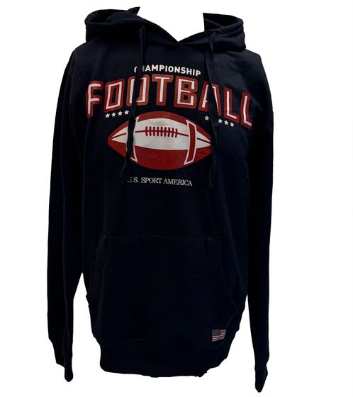 U.S. SPORT AMERICA Herren Hoodie mit Kapuze und großem Schriftzug Baumwoll-Hoodie Sommer-Pullover Freizeit-Hoodie Blau