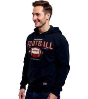 U.S. SPORT AMERICA Herren Hoodie mit Kapuze und großem Schriftzug Baumwoll-Hoodie Sommer-Pullover Freizeit-Hoodie Blau