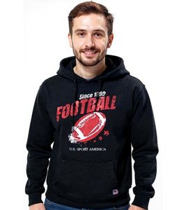 Sweat à capuche U.S. SPORT AMERICA pour homme avec grand lettrage en coton, pull d'été décontracté, noir