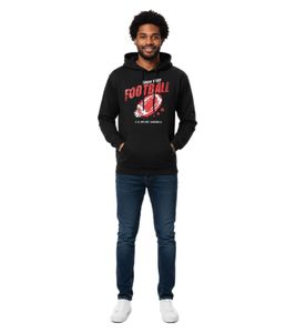 U.S. SPORT AMERICA Herren Hoodie mit Kapuze und großem Schriftzug Baumwoll-Hoodie Sommer-Pullover Freizeit-Hoodie Schwarz