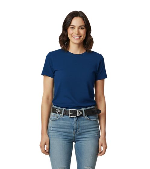 Ceinture Rockband HIM pour femme, taille unique, 100 cm, en cuir véritable avec motif double face, BT110925HIM3, blanc/rose