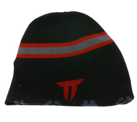 THROWDOWN Unisex Metal-Band Beanie Baumwoll-Mütze im klassischen Schnitt KC122367TDW Schwarz/Rot/Grau