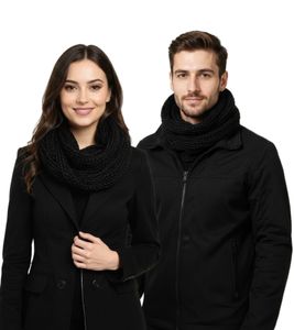 Loopschal breiter Rund-Schal für Damen und Herren schlichter Strick-Schal SF158163PLB Schwarz Loopschal breiter Rund-Schal für Damen und Herren schlichter Strick-Schal SF158163PLB Schwarz