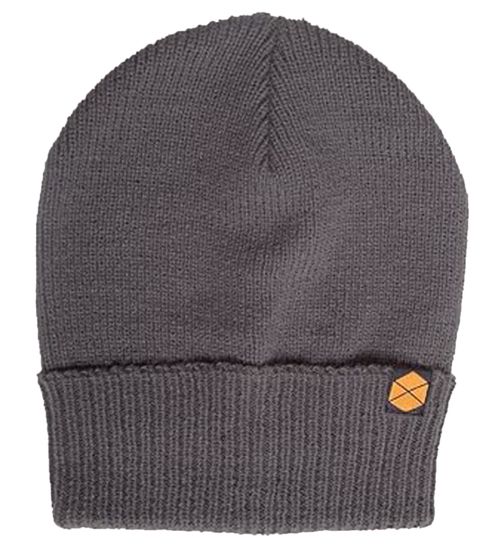 Unisex Mütze Damen und Herren Beanie mit kleinem Logo-Patch KC28QJDES Grau