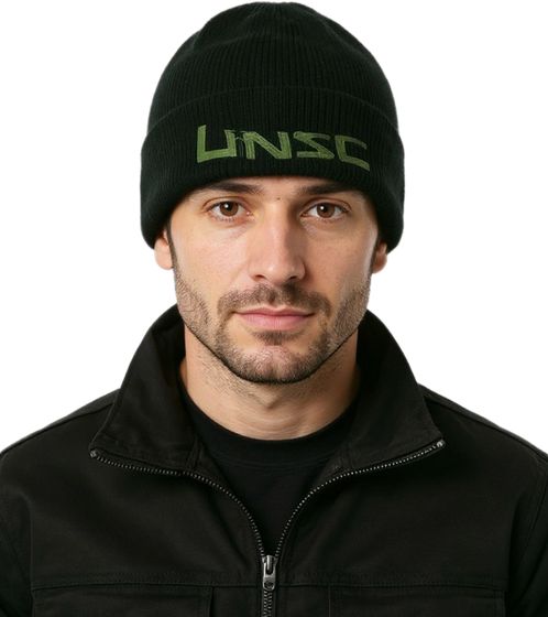 Berretto unisex in cotone UNSC dal taglio classico KC160562HLO Nero/Verde