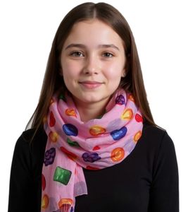 CANDY CRUSH SAGA Scarf with Game Piece Print for Women and Children, Summer Scarf SF030408CCS Pink CANDY CRUSH SAGA Scarf with Game Piece Print for Women and Children, Summer Scarf SF030408CCS Pink