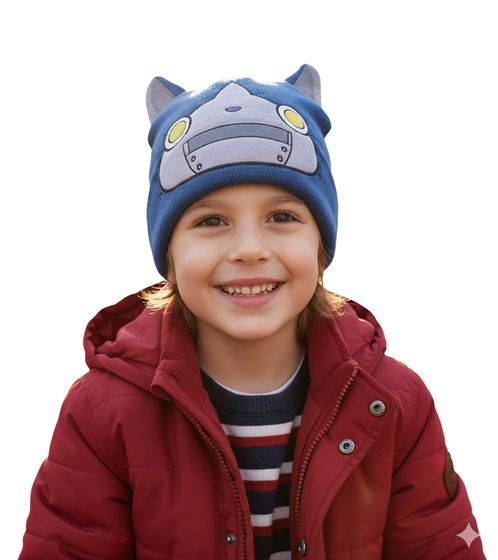 Yo-kai Watch Robonyan Berretto lavorato a maglia per bambini con orecchie KC302488YKW Blu