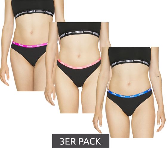 3-pack PUMA women's thong briefs, underwear set, cotton briefs, 701224757 001 Black