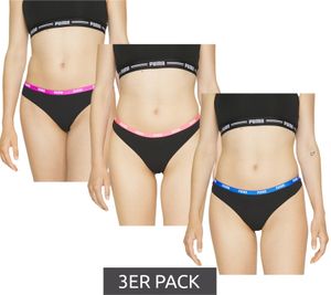 3er Pack PUMA String-Tanga Damen Slips Unterwäsche-Set Baumwoll-Slips 701224757 001 Schwarz