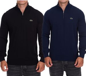 Lacoste Herren Strick-Troyer klassischer Strick-Pulli mit Logo-Stickerei Langarm-Pullover AH1980 Schwarz oder Blau