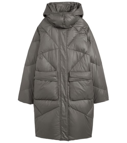 Damen Daunenmantel wasserabweisende Outdoor-Jacke mit Kapuze 955477 Grau