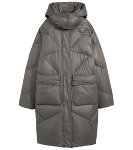 Damen Daunenmantel wasserabweisende Outdoor-Jacke mit Kapuze 955477 Grau