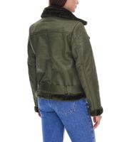 Veste motarde femme, veste mi-saison avec col à revers, veste en similicuir 923116 Vert