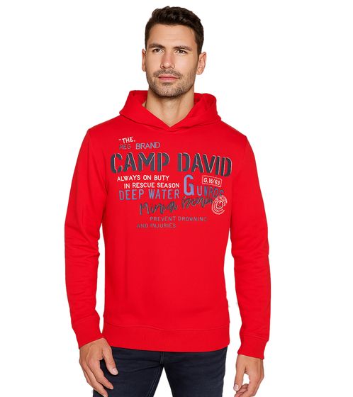 CAMP DAVID Herren Sweat-Pullover mit Baumwollanteil Kapuzen-Pullover Langarm-Shirt CCU2100-3767 Rot
