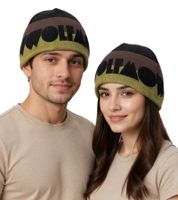 Gorro Wolfmother, gorro acogedor, elegante gorro de punto, artículo para fans KC109932WLM, negro/gris/amarillo
