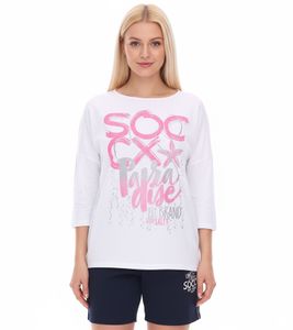 SOCCX by Carina Damen Oversized Sweatshirt mit Rundhals-Ausschnitt Alltags-Pulli 364387_2007 Weiß