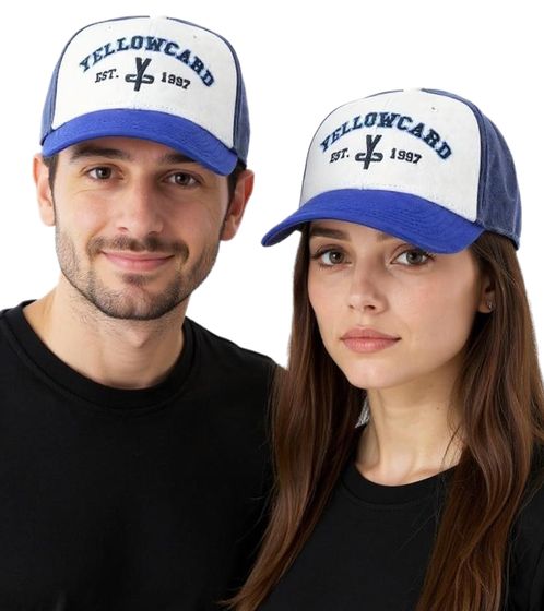 YELLOWCARD Base-Cap Pop Punk Band Fanwear mit gebogenem Schirm TC103518YWC Weiß/Blau