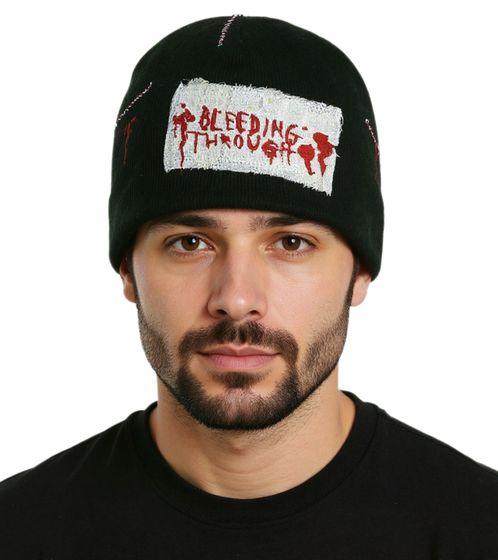 Berretto Bleeding Through, berretto caldo, elegante berretto lavorato a maglia, articolo per fan, KC109495BTH, nero