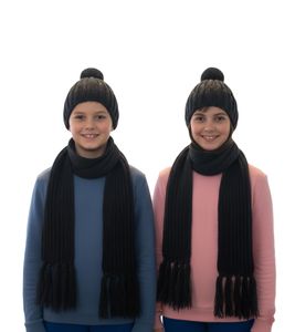 Gorro y Bufanda: Bufanda Larga de Punto para Niños con Gorro con Pompón SF157827PLB Gris Gorro y Bufanda: Bufanda Larga de Punto para Niños con Gorro con Pompón SF157827PLB Gris