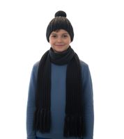 Hat and Scarf: Long Knitted Scarf for Children with Bobble Hat SF157827PLB Gray