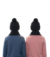 Hat and Scarf: Long Knitted Scarf for Children with Bobble Hat SF157827PLB Gray