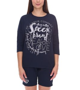 Sweat-shirt oversize à col ras du cou pour femme SOCCX, idéal au quotidien, SCU-2100-3772, bleu Sweat-shirt oversize à col ras du cou pour femme SOCCX, idéal au quotidien, SCU-2100-3772, bleu