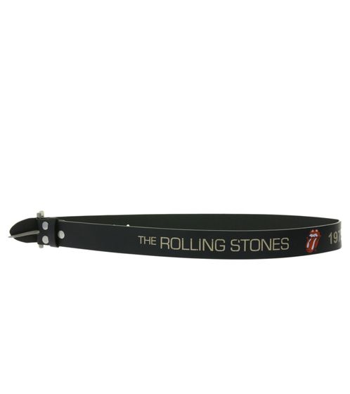 Rolling Stones Gürtel für Damen oder Herren Einheitsgröße 100cm mit Logo-Schriftzug Freizeit-Gürtel BT102789RST4 Schwarz/Weiß