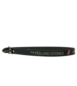 Ceinture Rolling Stones pour femme ou homme, taille unique, 100 cm, avec logo, ceinture décontractée BT102789RST4, noir/blanc