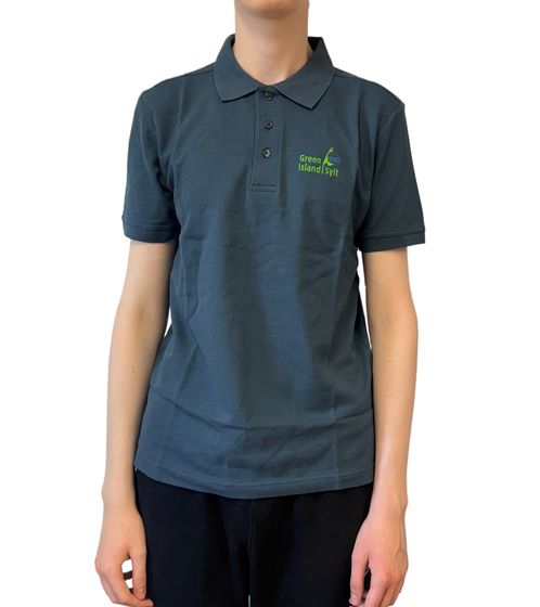 Polo unisexe SYLT vert, coupe ajustée, en coton, manches courtes, basique, bleu, 0100-009