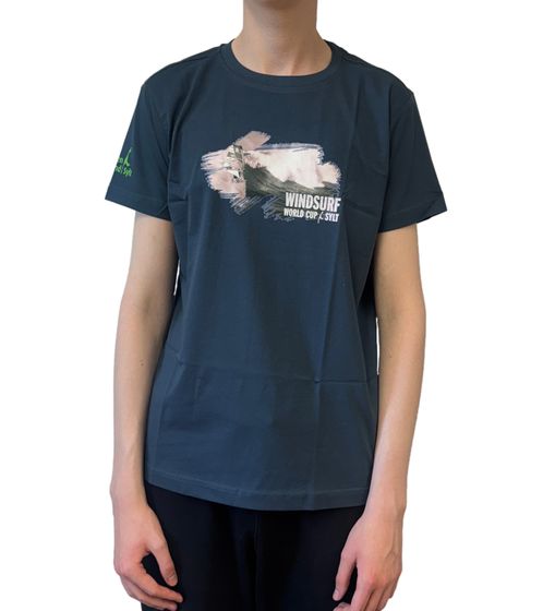 T-shirt vert en coton SYLT « WINDSURF WORLD CUP SLYT » pour femme et homme avec imprimés 0100-007 Bleu foncé