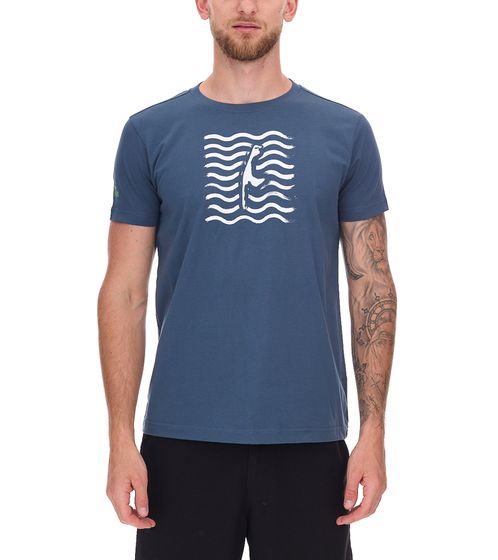 green SYLT Herren Baumwoll-Shirt mit Wellenoptik und Sylt Grafik 0100-007 Dunkelblau