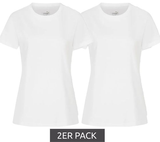 Confezione da 2 T-shirt da donna PUMA, T-shirt in cotone sostenibile, T-shirt sportiva semplice, T-shirt fitness, 678257 01 Bianco