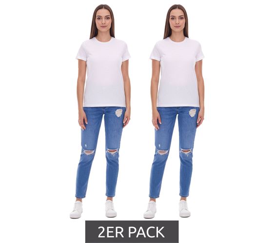 Lot de 2 t-shirts PUMA pour femme, coton durable, sport simple, fitness, 678257 01 Blanc