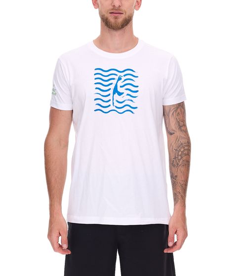 green SYLT Herren Baumwoll-Shirt mit Wellenoptik und Sylt Grafik 0100-007 Weiß