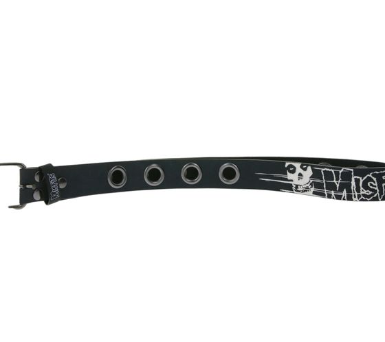 Ceinture Punk MISFITS pour homme et femme, avec inscription et clous, Ceinture décontractée BT105931MIS3, Noir/Blanc