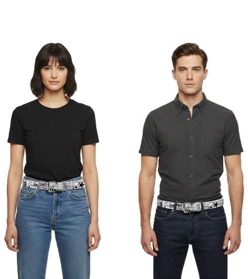 RAMONES Gürtel für Damen und Herren 110m im Zeitungsdruck BT106126RAM4 Weiß