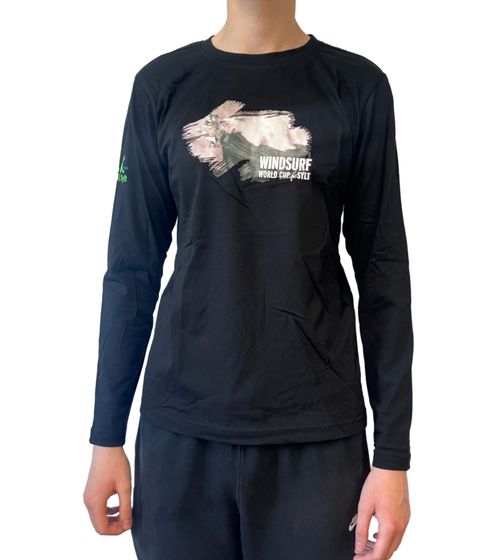 green SYLT "WINDSURF WORLD CUP SYLT " Baumwoll-Shirt Langarm für Damen und Herren mit Prints 0100-008 Schwarz