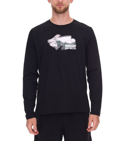 green SYLT "WINDSURF WORLD CUP SYLT " Baumwoll-Shirt Langarm für Herren mit Prints 0100-008 Schwarz