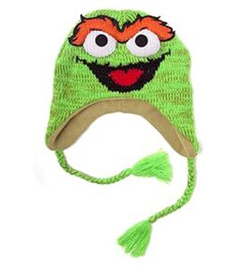 Sesamstraße Oskar aus der Tonne Mütze Kinder Beanie mit Zöpfen KC148220SES Grün
