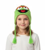 Bonnet enfant Oskar de la Poubelle avec tresses, Rue Sésame KC148220SES Vert